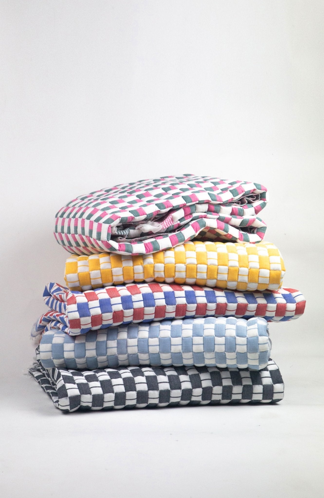 Quilted Sujani Throw Blanket - Yellow & White