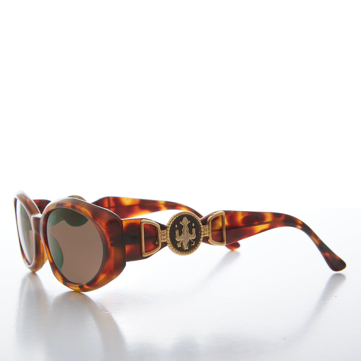 Oval Cat Eye With Gold Accents Vintage Sunglasses - Tana