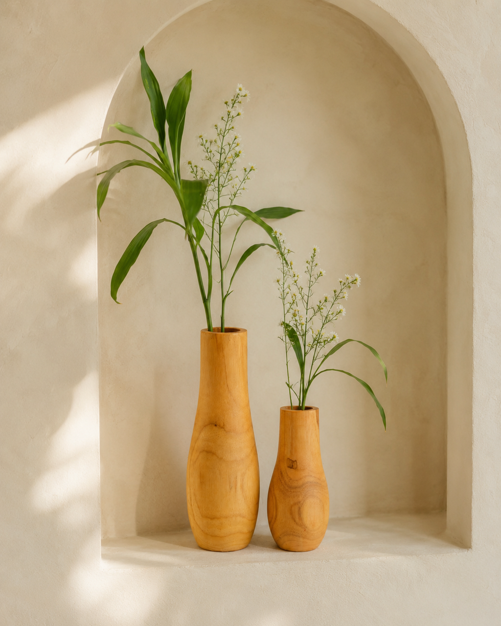 Teak Wavy Vases