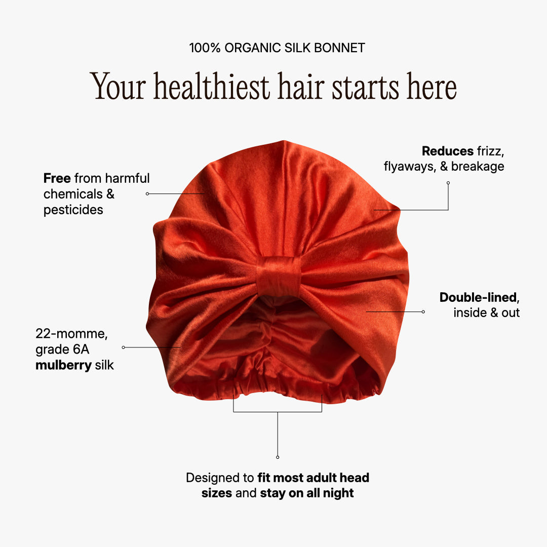 Organic Silk Hair Bonnet Tomato Red