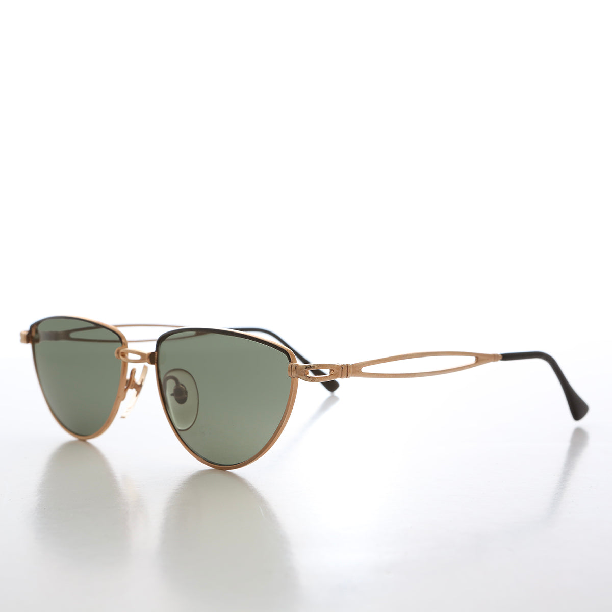 Gold Semi-Oval Vintage Sunglasses - Veanne