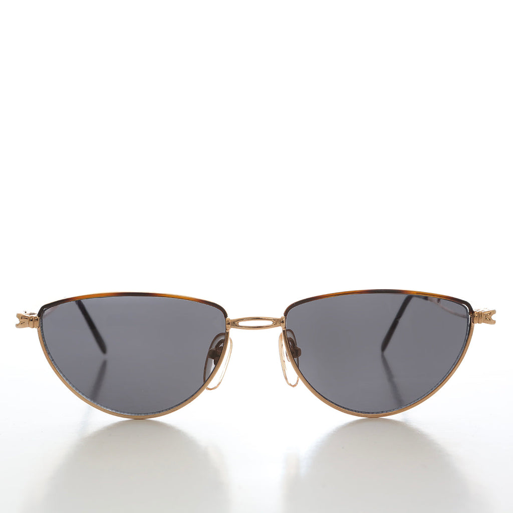 Gold Semi-Oval Vintage Sunglasses - Veanne