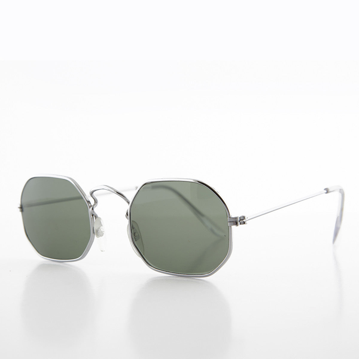 Octagonal Metal Frame Sunglass with Glass Lens - Vine