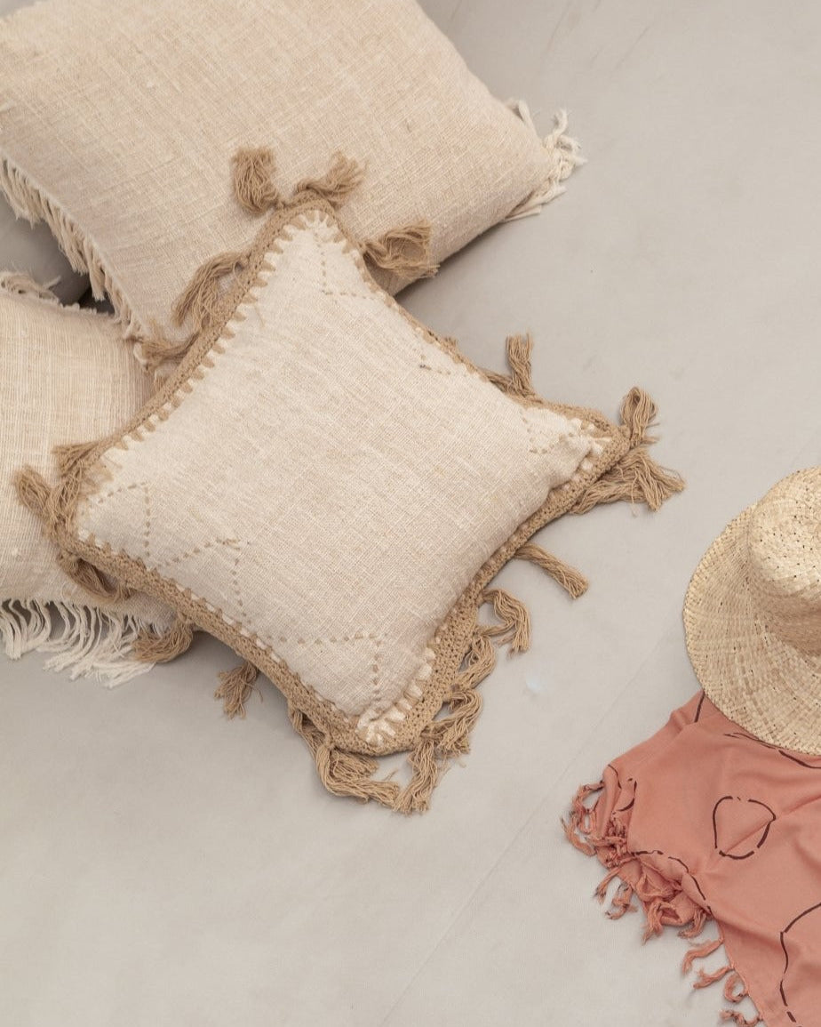Gaia Hand Stitched Cotton Throw Pillow