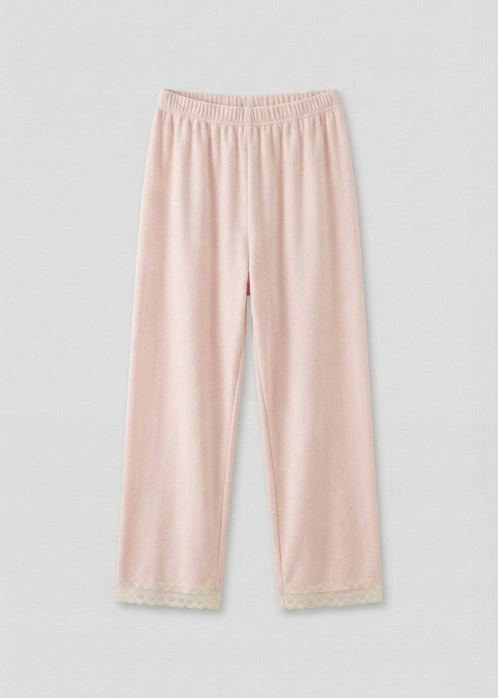 Rosy Velvet Coquette Lace Pajama Set / Pink