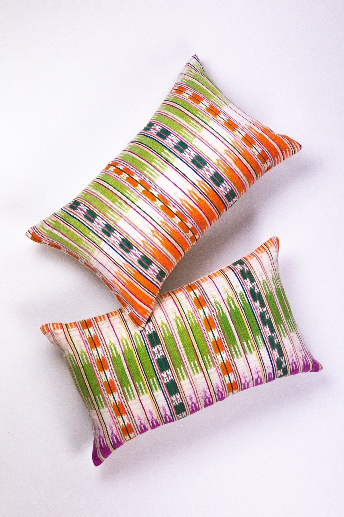Vintage Ikat Orange and Green Pillow