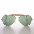 Vintage Aviator Sunglass with Cable Temples and Glass Lens - Wolfman
