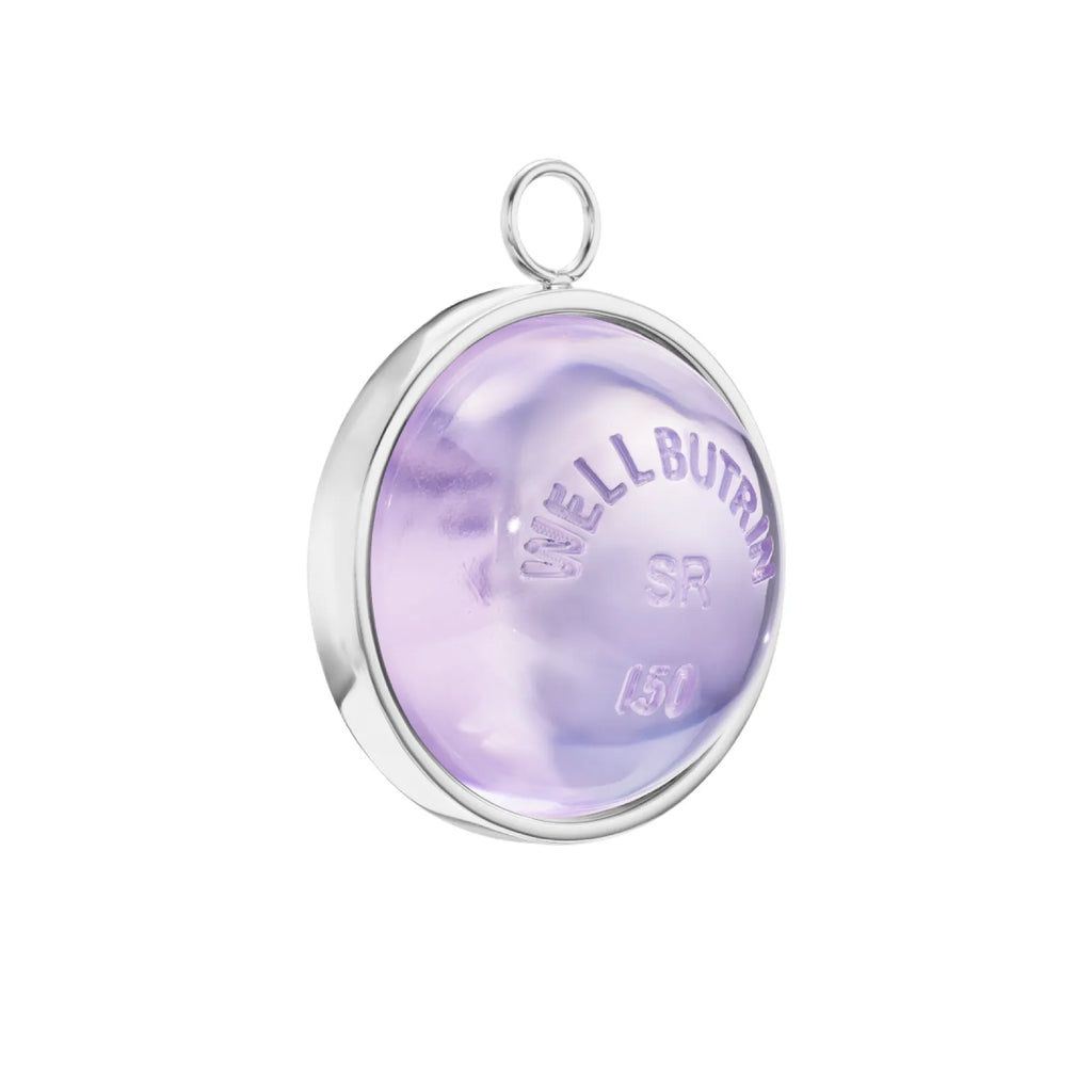 Silver Domed Lavender Quartz Wellbutrin Pendant
