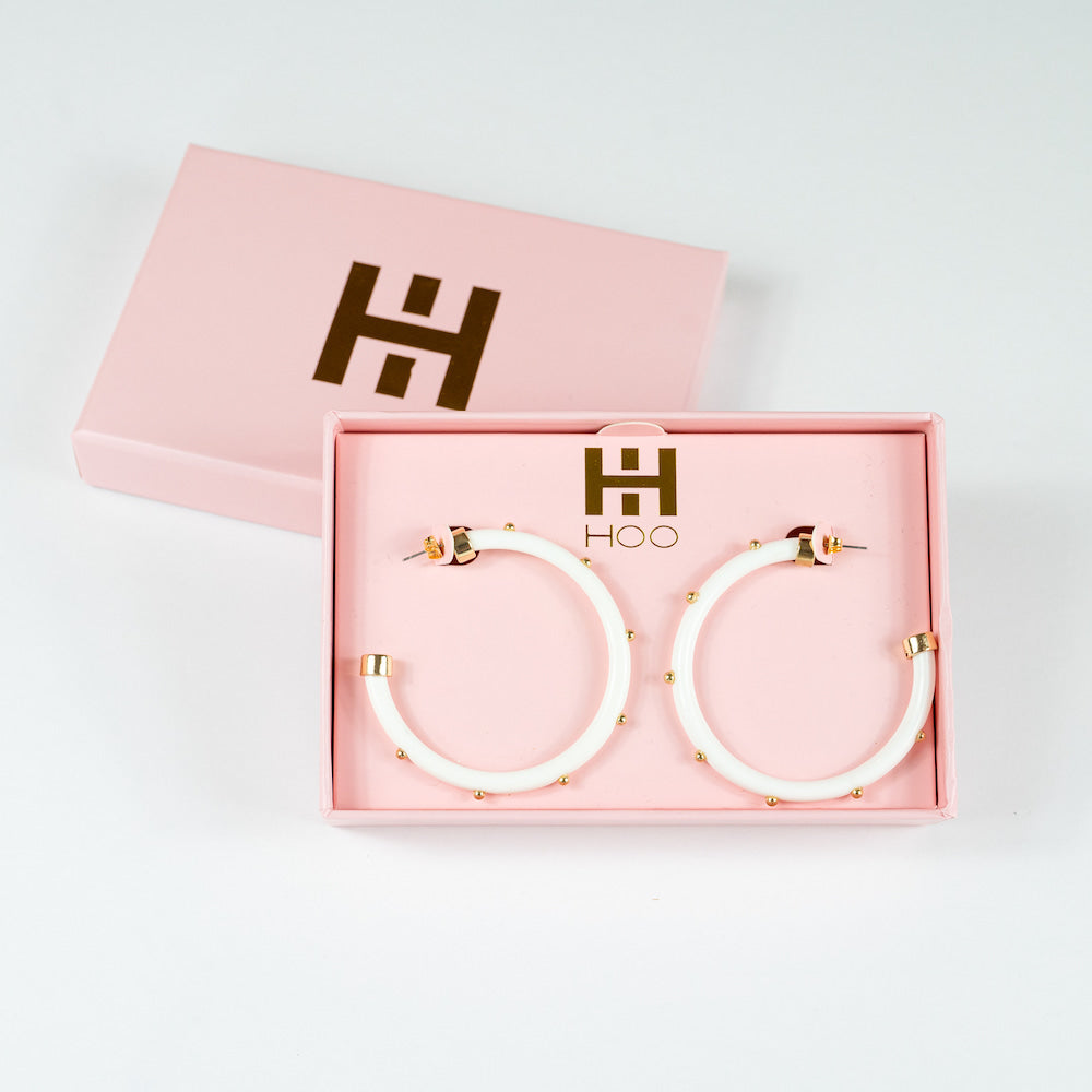 Hoops - White with Gold Balls