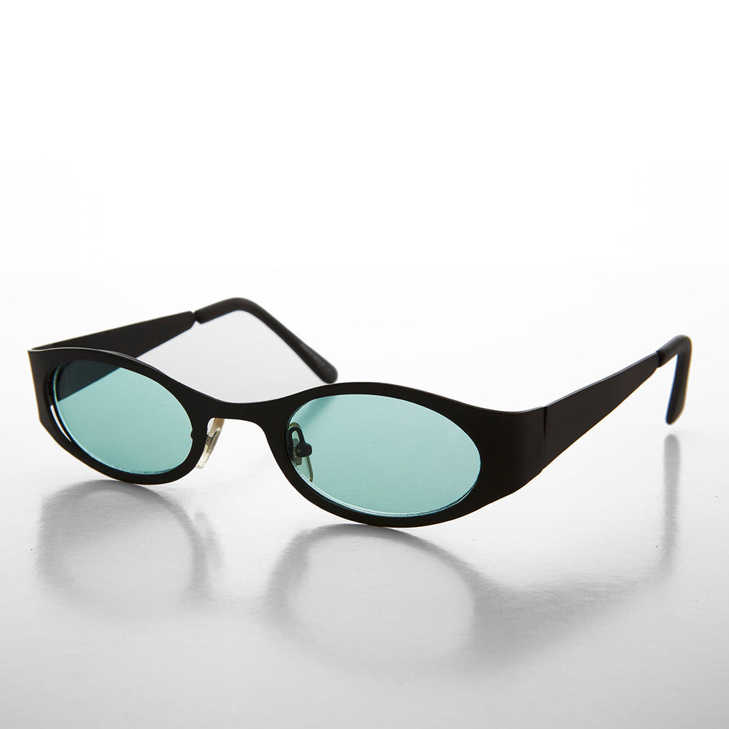 Black Oval 90s Vintage Sunglasses - Zal