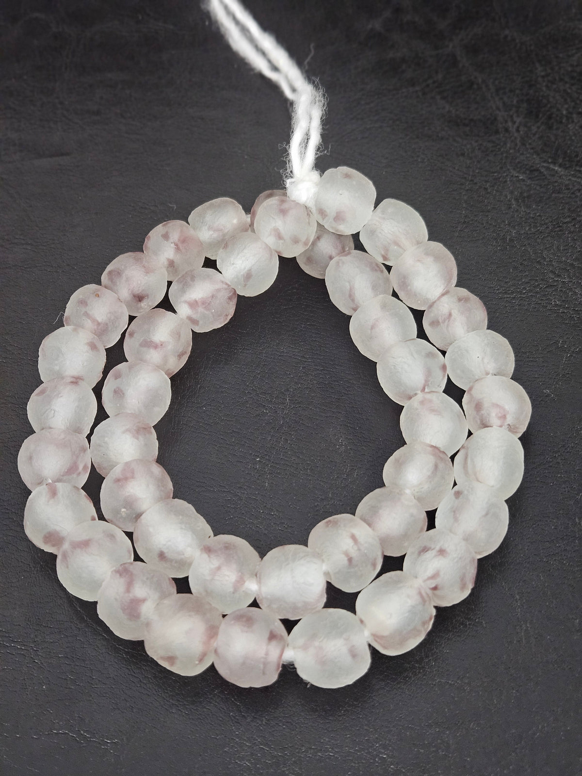 Authentic African Beads from Ghana | Chunky Blush Frost Translucent Recycled Glass Beads | Handmade Krobo Beads 12–14mm