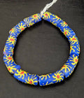 Painted Krobo Glass Tube Beads | Royal Blue Recycled Glass Tube Beads | Handmade in Ghana | 13–14×26–30mm