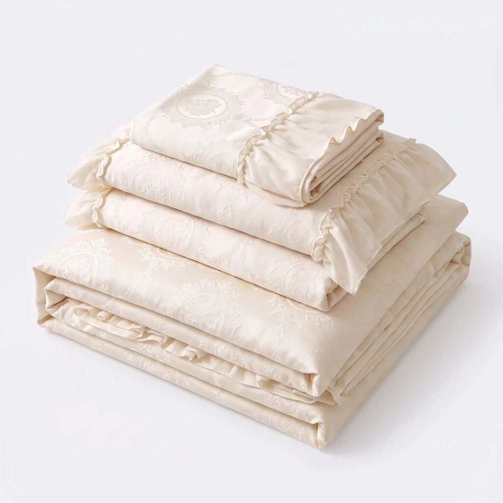 Airy Silky Floral Lace Bedding Set