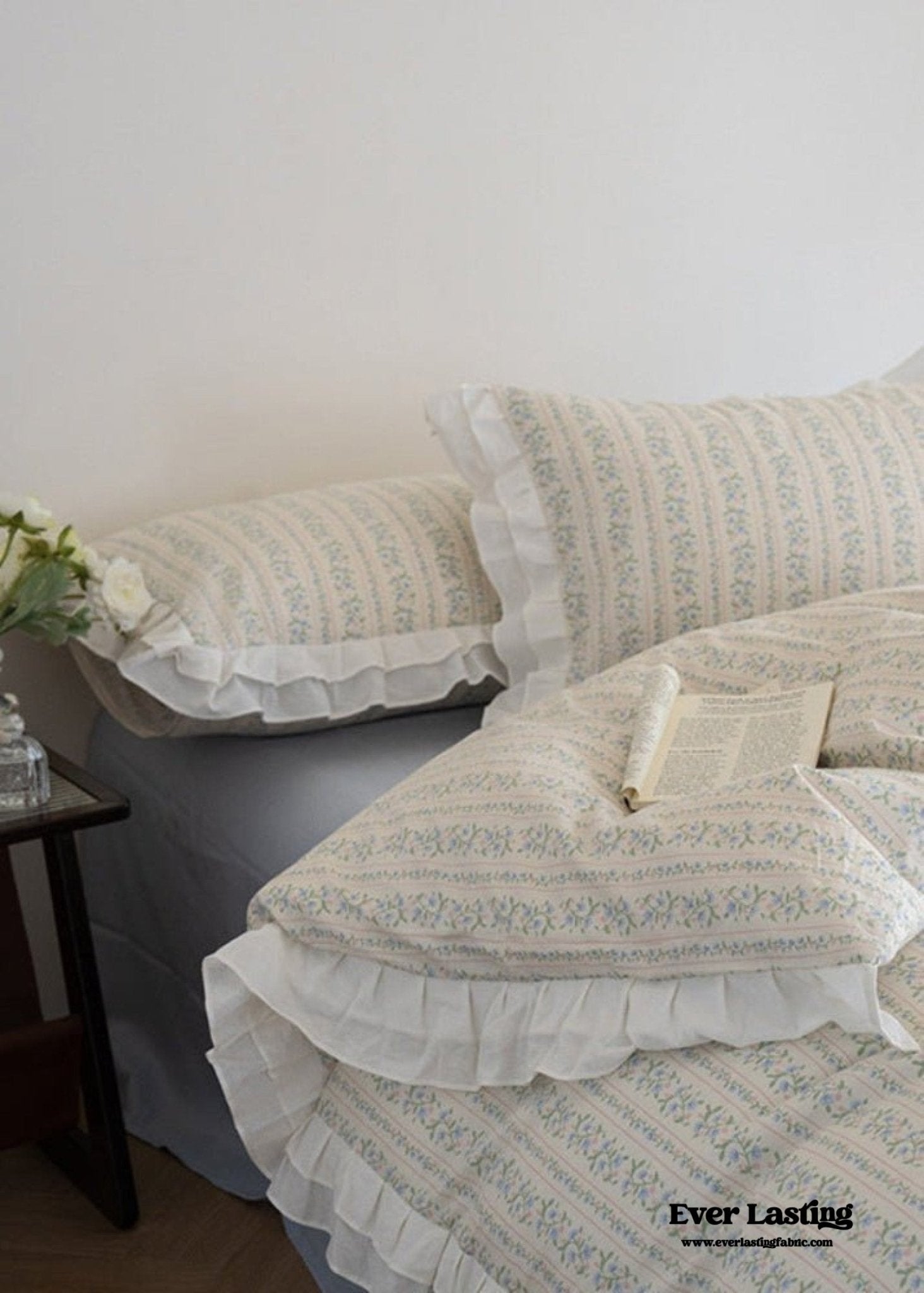 Annie Lace Ruffle Floral Bedding Set / Pink