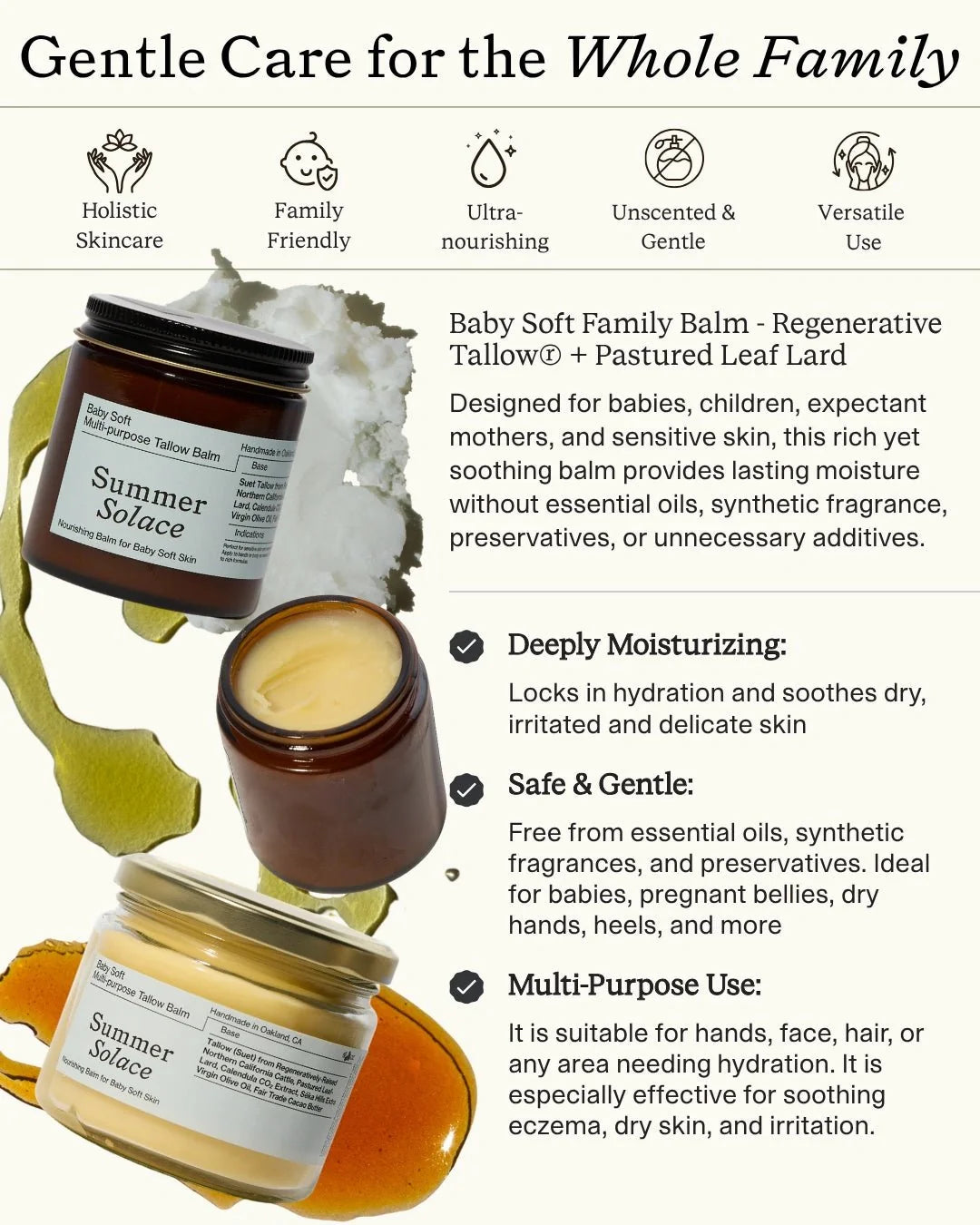 Baby Soft Family Balm – Gentle & Nourishing | Unscented, Leaf Lard, Cacao