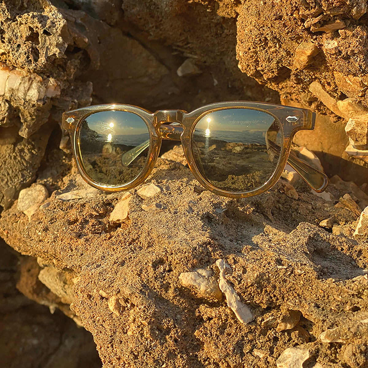 Amber Polarized Square Sunglass - Benson