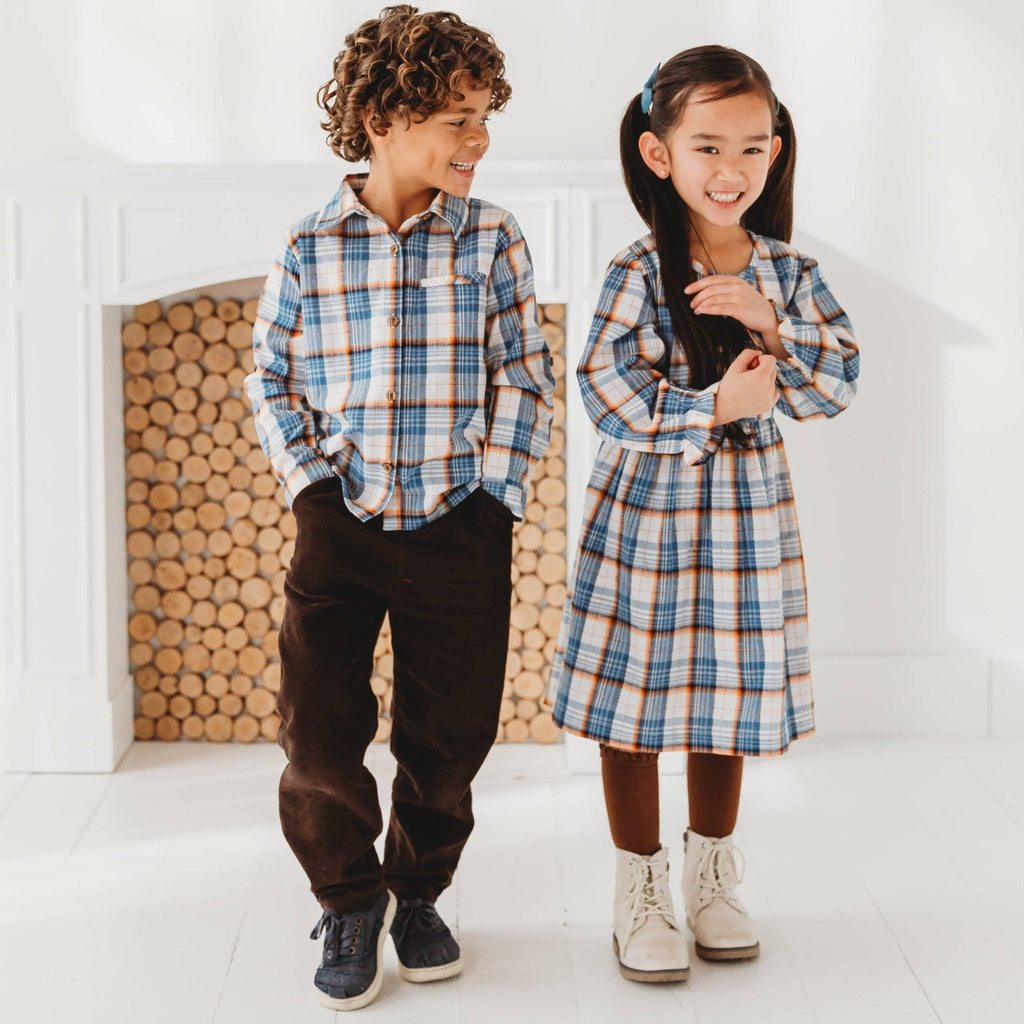 Blue Mix Plaid Dress