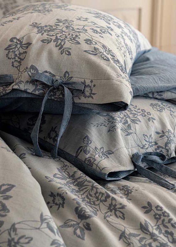 Bonnie Ribbon Bow Tie Floral Bedding Set / Brown