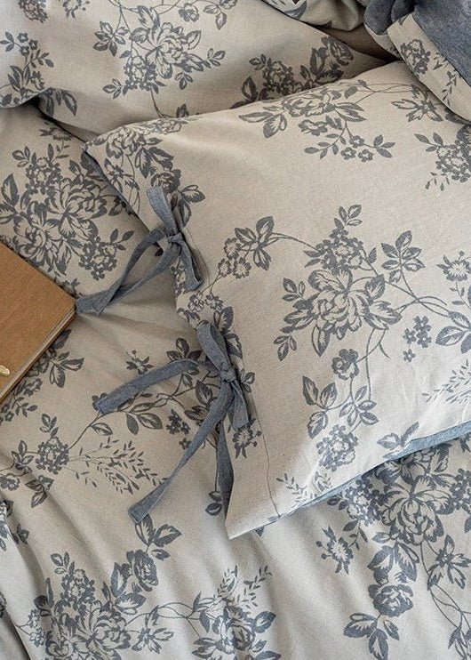 Bonnie Ribbon Bow Tie Floral Bedding Set / Brown