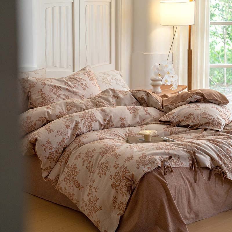 Bonnie Ribbon Bow Tie Floral Bedding Set / Pink