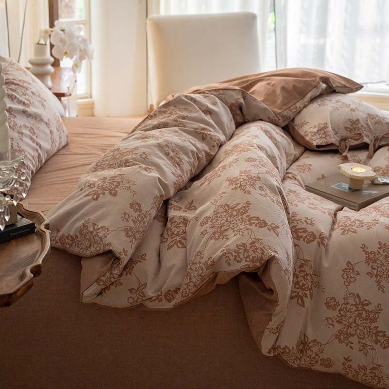 Bonnie Ribbon Bow Tie Floral Bedding Set / Dark Gray