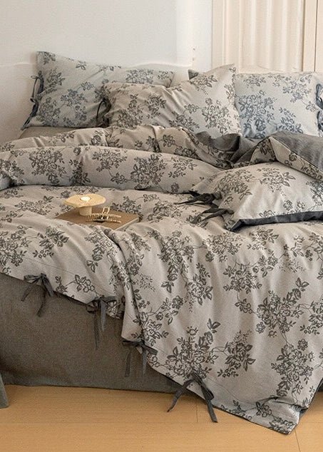 Bonnie Ribbon Bow Tie Floral Bedding Set / Khaki