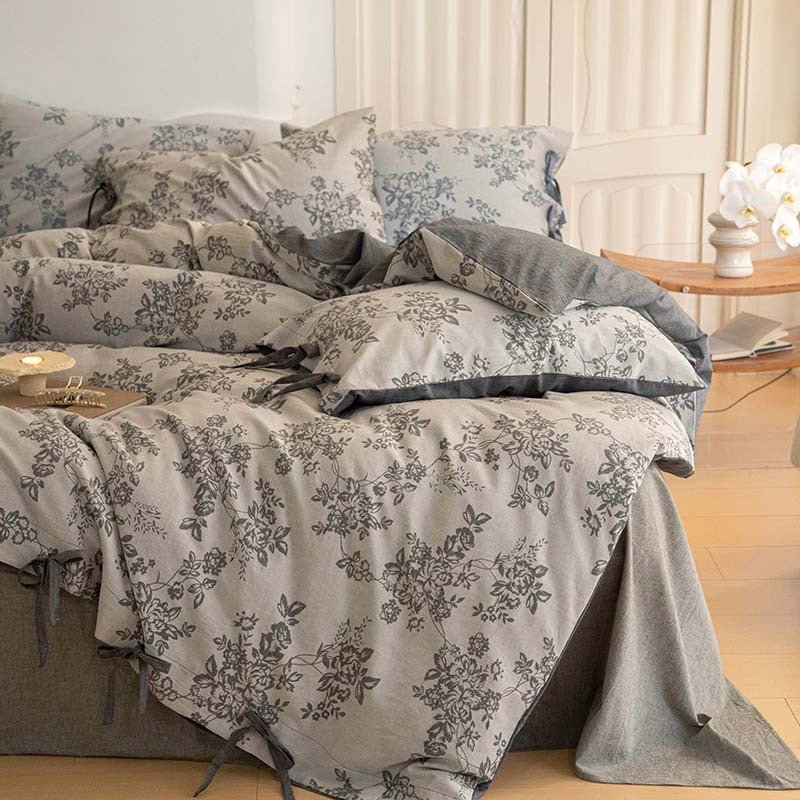 Bonnie Ribbon Bow Tie Floral Bedding Set / Khaki