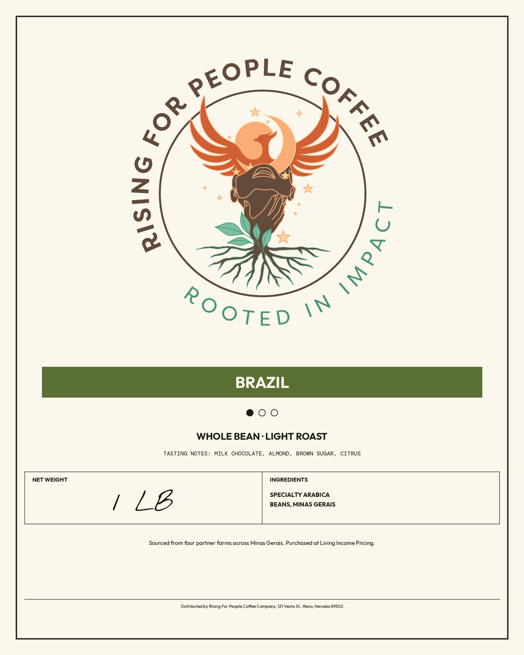 Brazil Santos The Nutty One — Light Roast Whole Bean Coffee