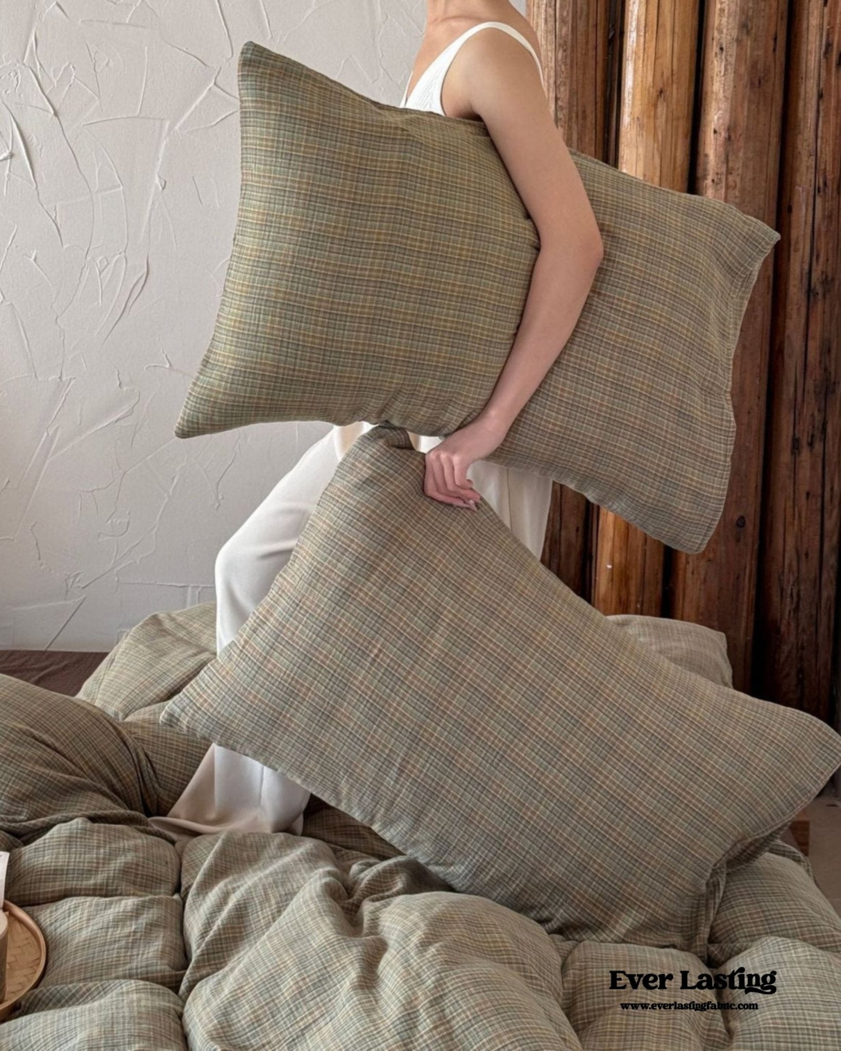 British Vintage Plaid Bedding Set / Brown