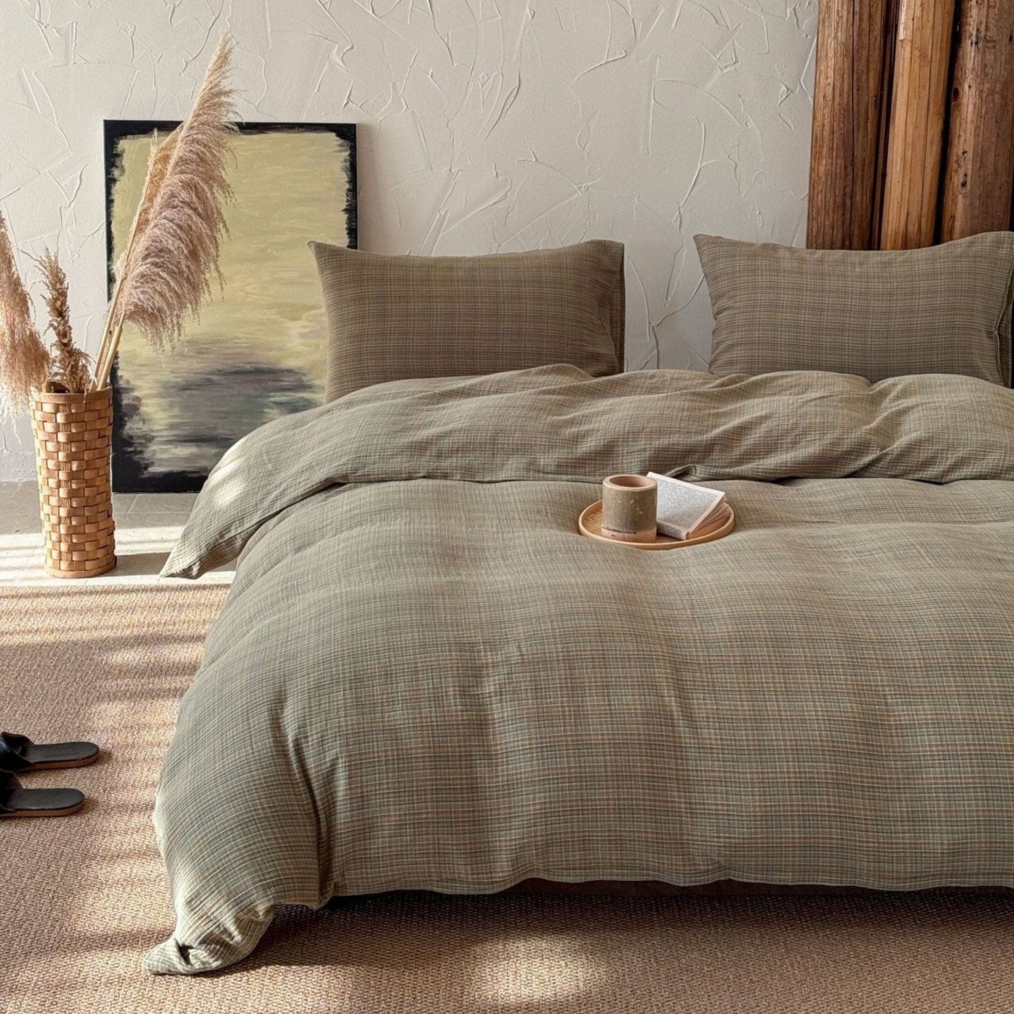British Vintage Plaid Bedding Set / Red