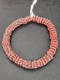 Brown & Coral Red Krobo Glass Spacer Beads | Handcrafted Recycled Glass Beads from Ghana