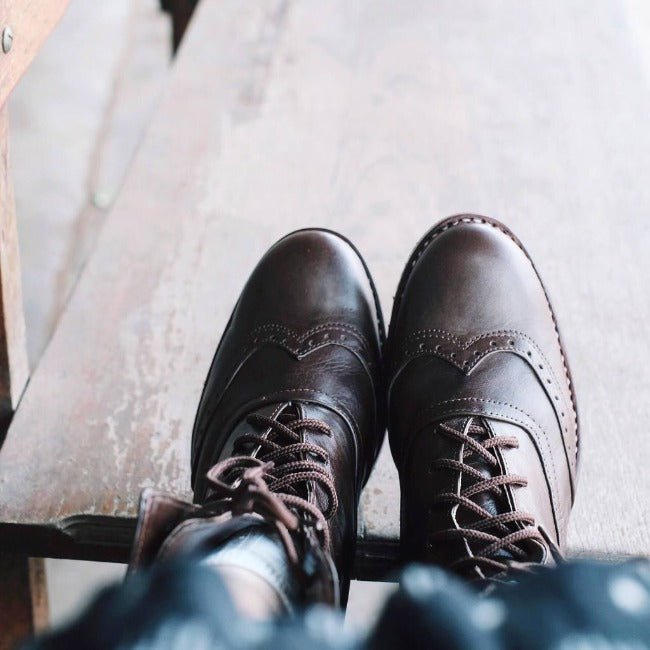 Brown Leather Victorian Ankle Boots