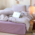 Candy Stripe Washed Cotton Bedding Set / Purple