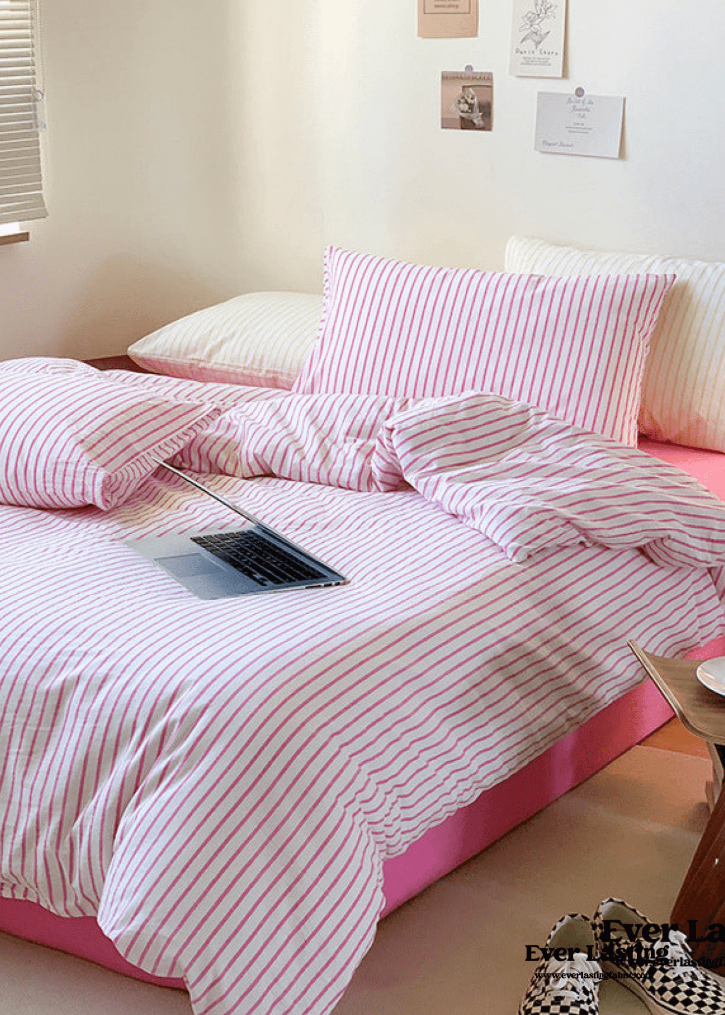 Candy Stripe Washed Cotton Bedding Set / Purple