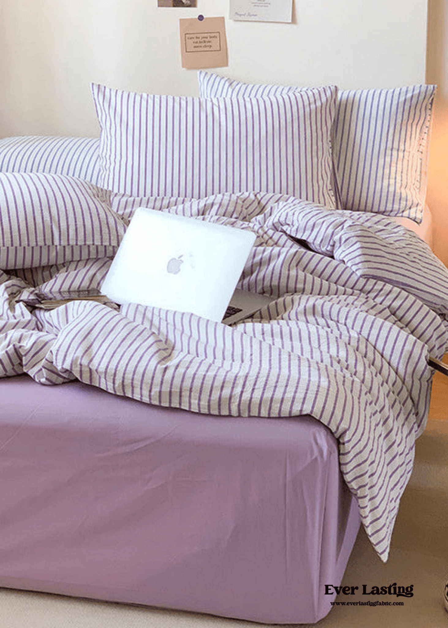Candy Stripe Washed Cotton Bedding Set / Purple