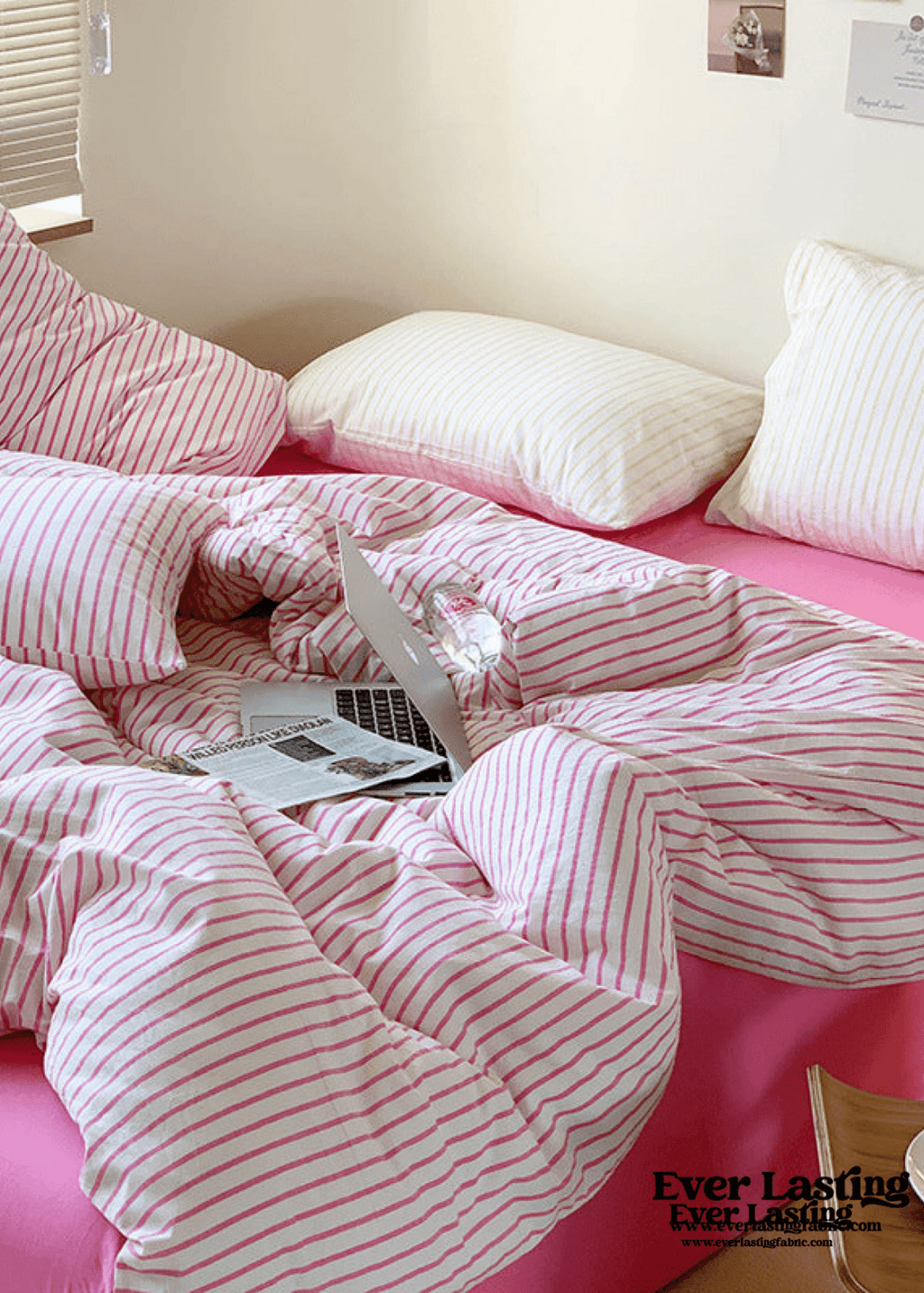 Candy Stripe Washed Cotton Bedding Set / Purple
