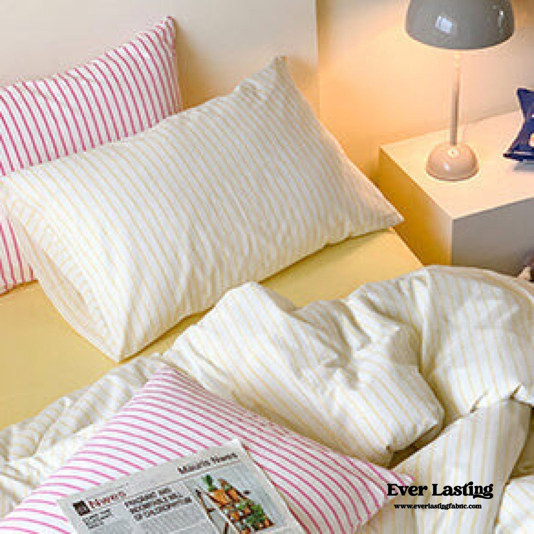 Candy Stripe Washed Cotton Bedding Set / Purple