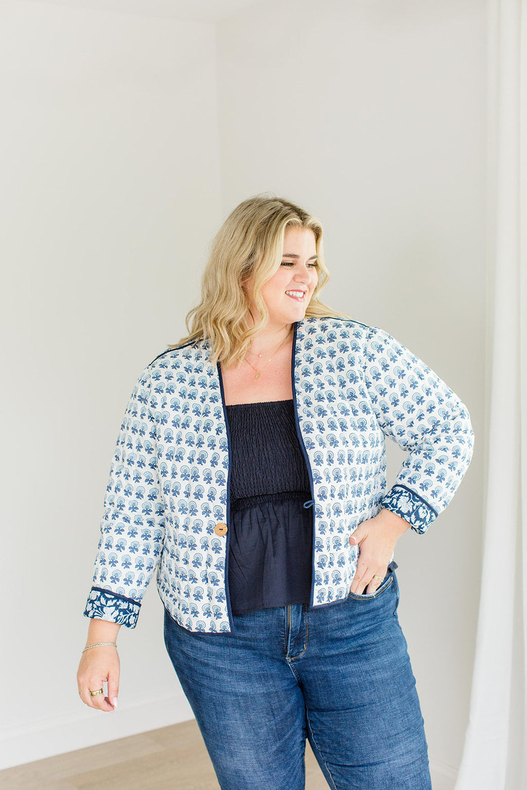The Emily *Reversible* Quilted Jacket in French Navy