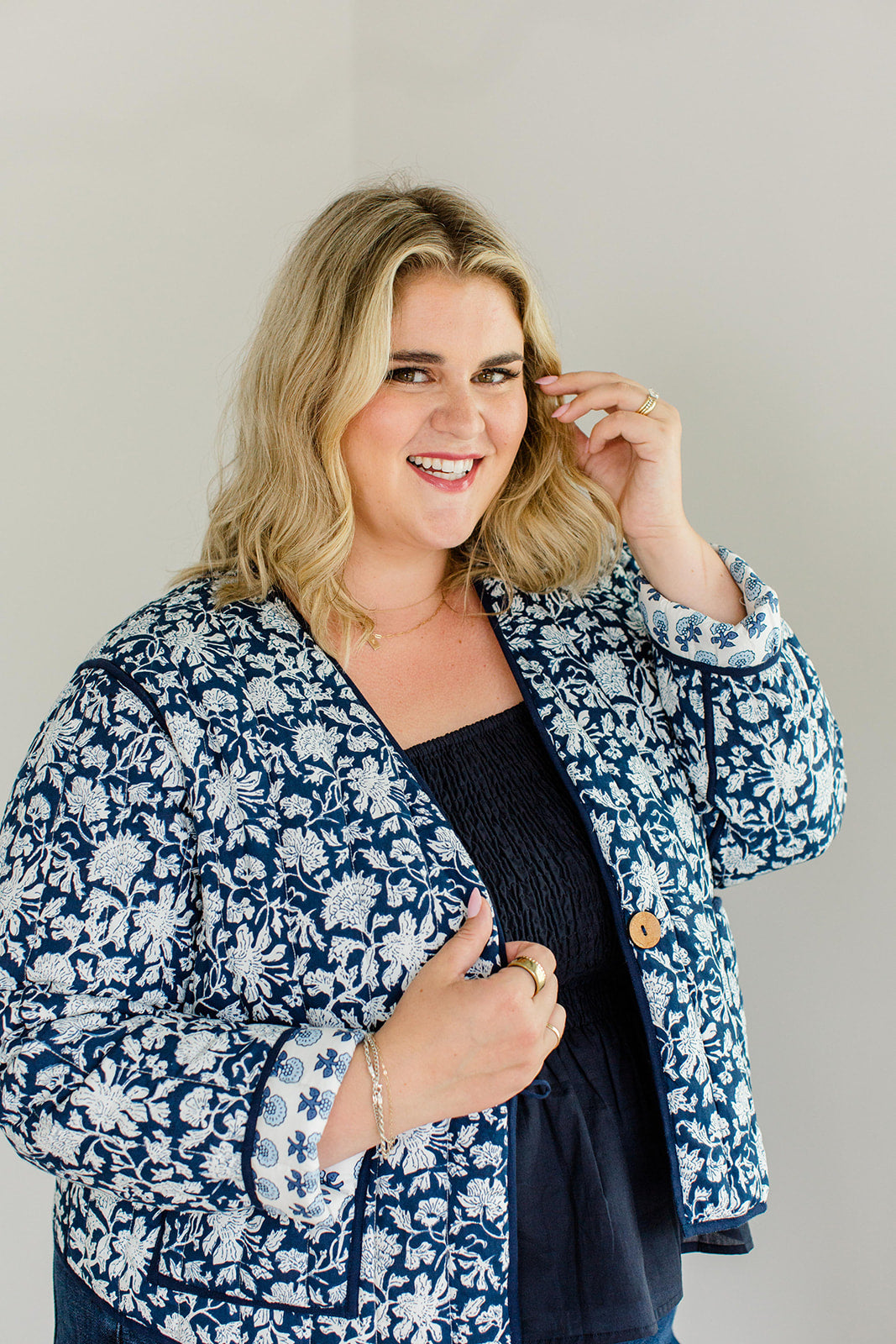 The Emily *Reversible* Quilted Jacket in French Navy