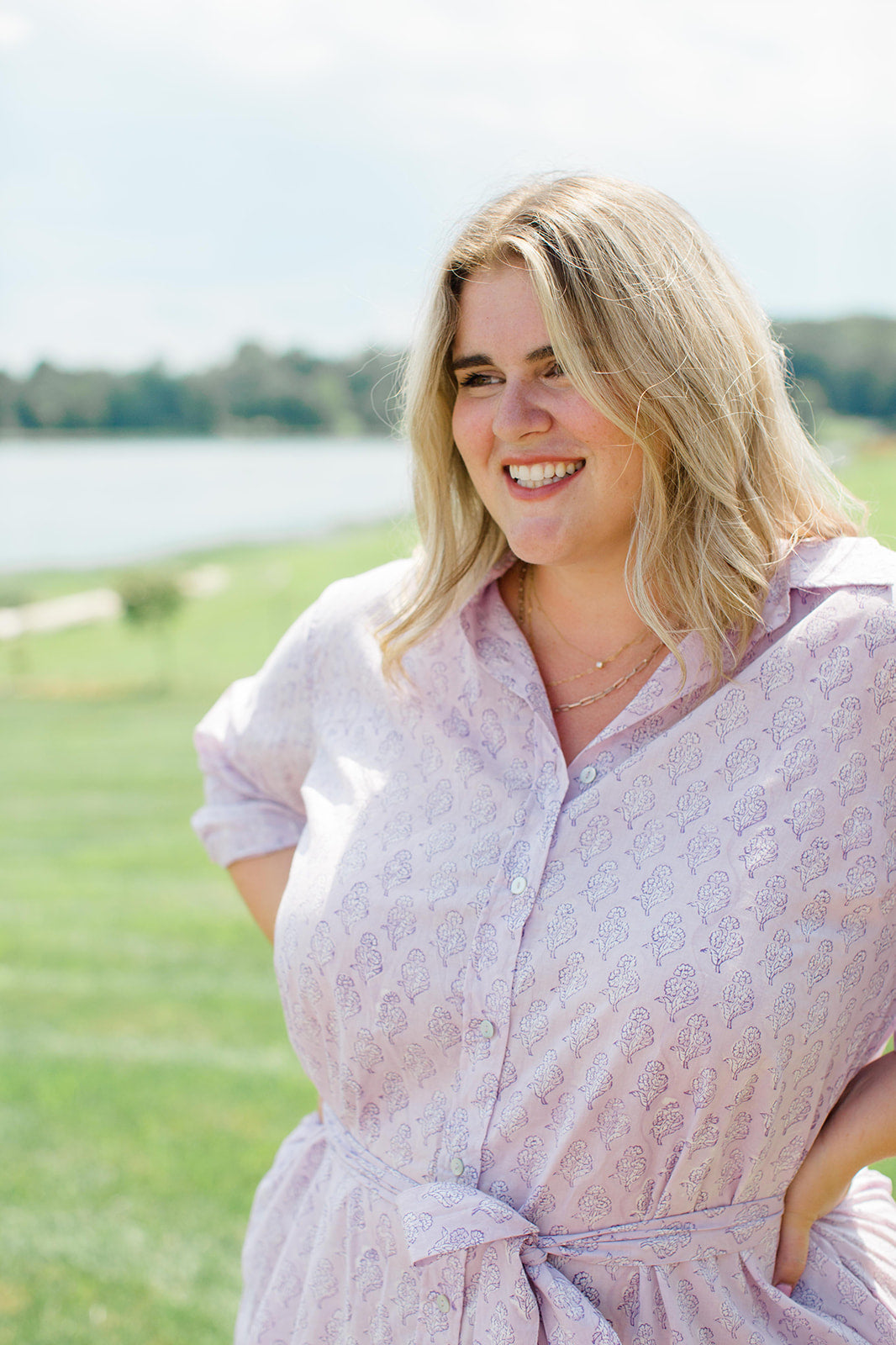 The Christine Shirt Dress in Lavender Taffy