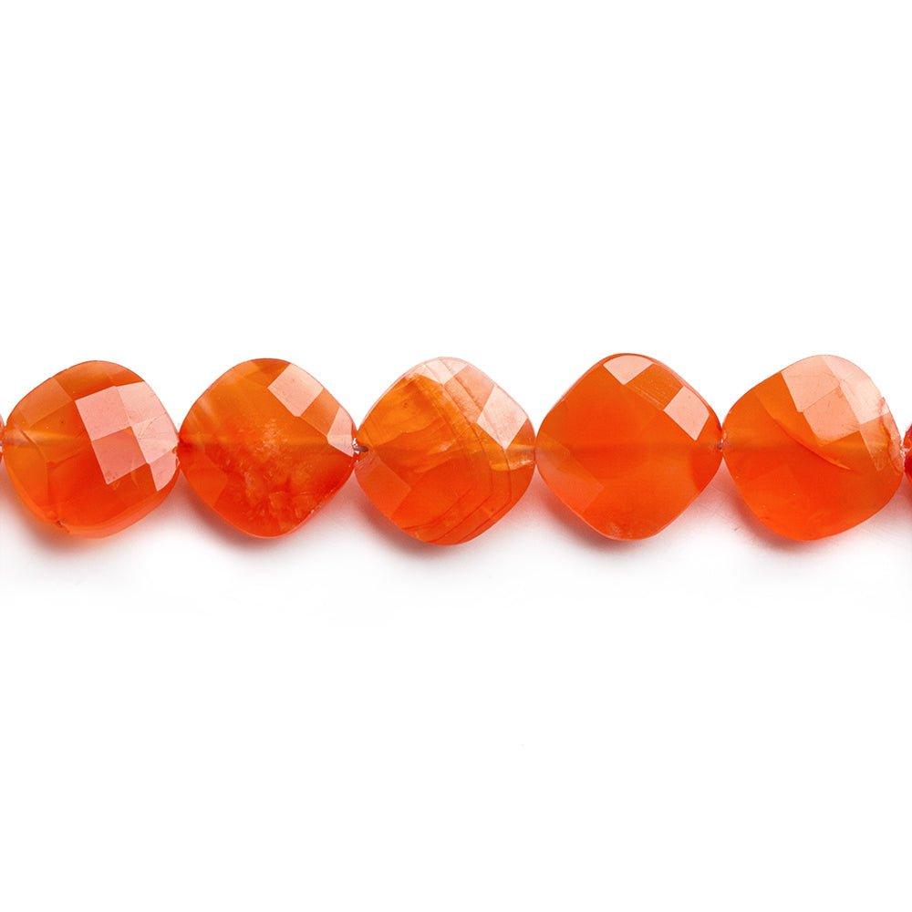 Carnelian  Faceted Squares 8 inch 15 beads