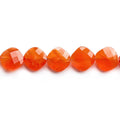 Carnelian  Faceted Squares 8 inch 15 beads