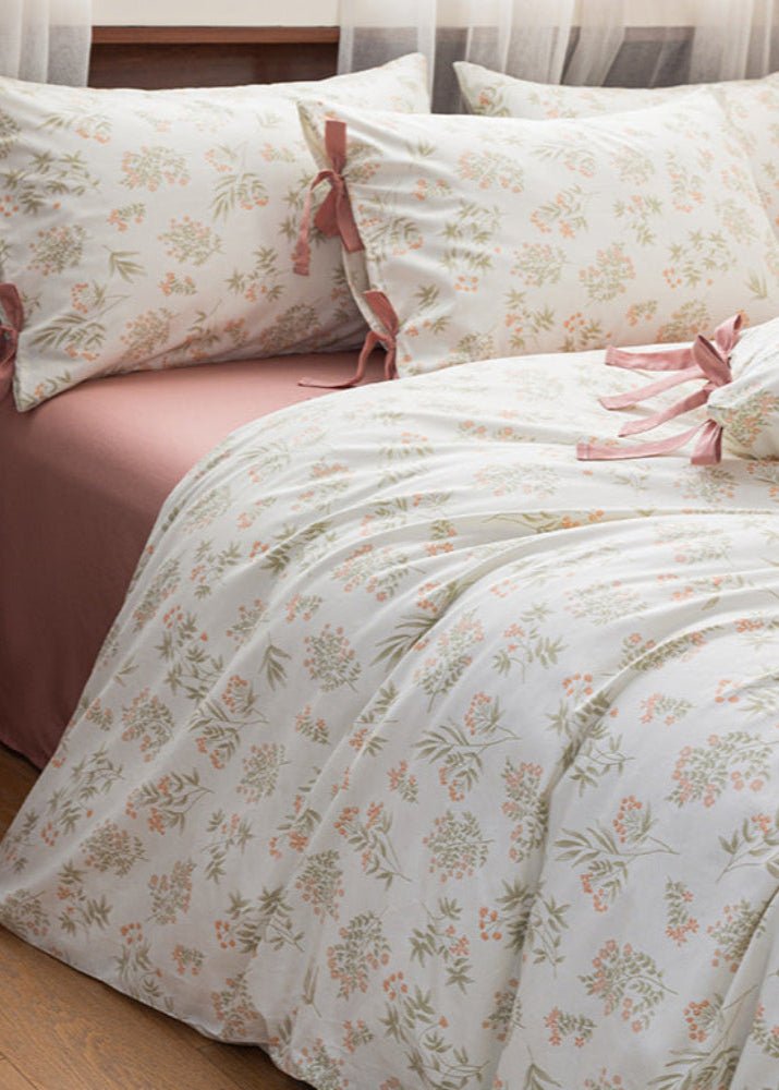 Celia Cottage Ribbon Bow Tie Floral Bedding Set / Blue