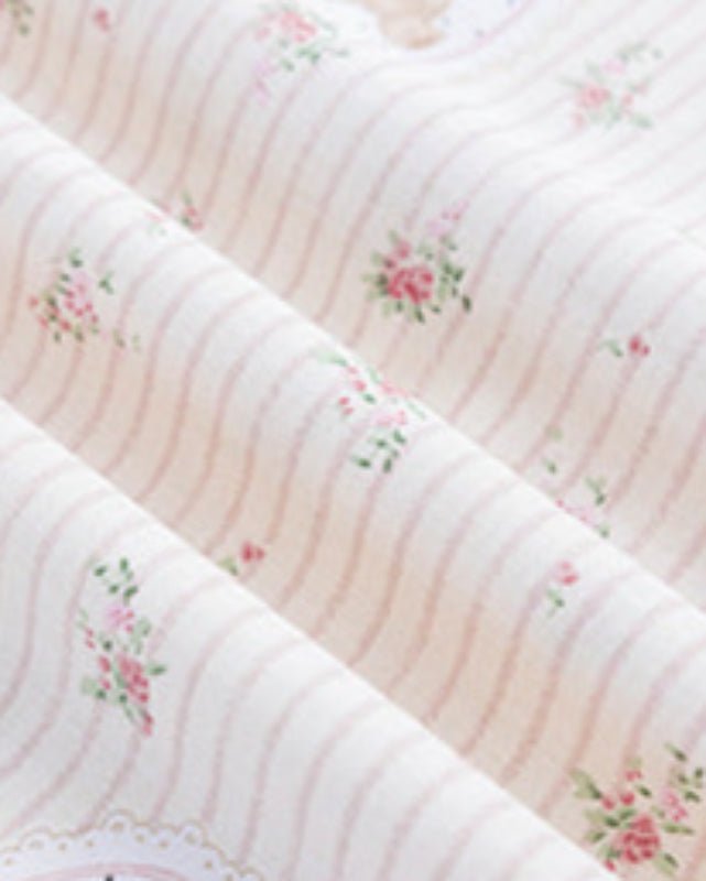 Celia Cottage Ribbon Bow Tie Floral Bedding Set / Pink