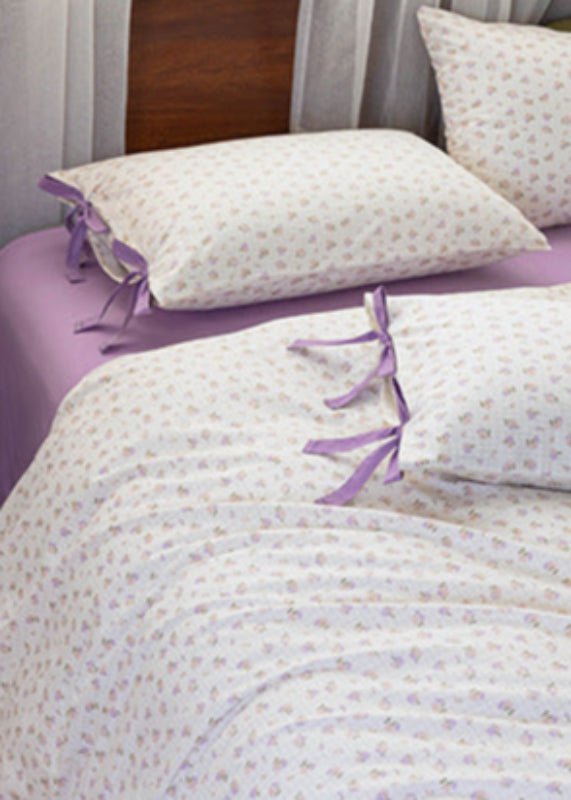 Celia Cottage Ribbon Bow Tie Floral Bedding Set / Blue
