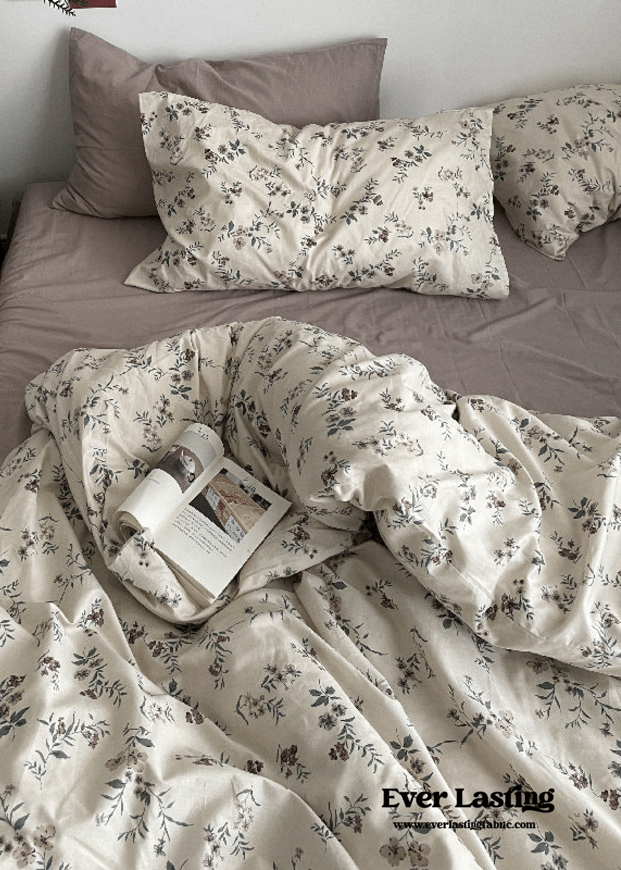 Cottage Floral Bedding Set / Dusty Purple
