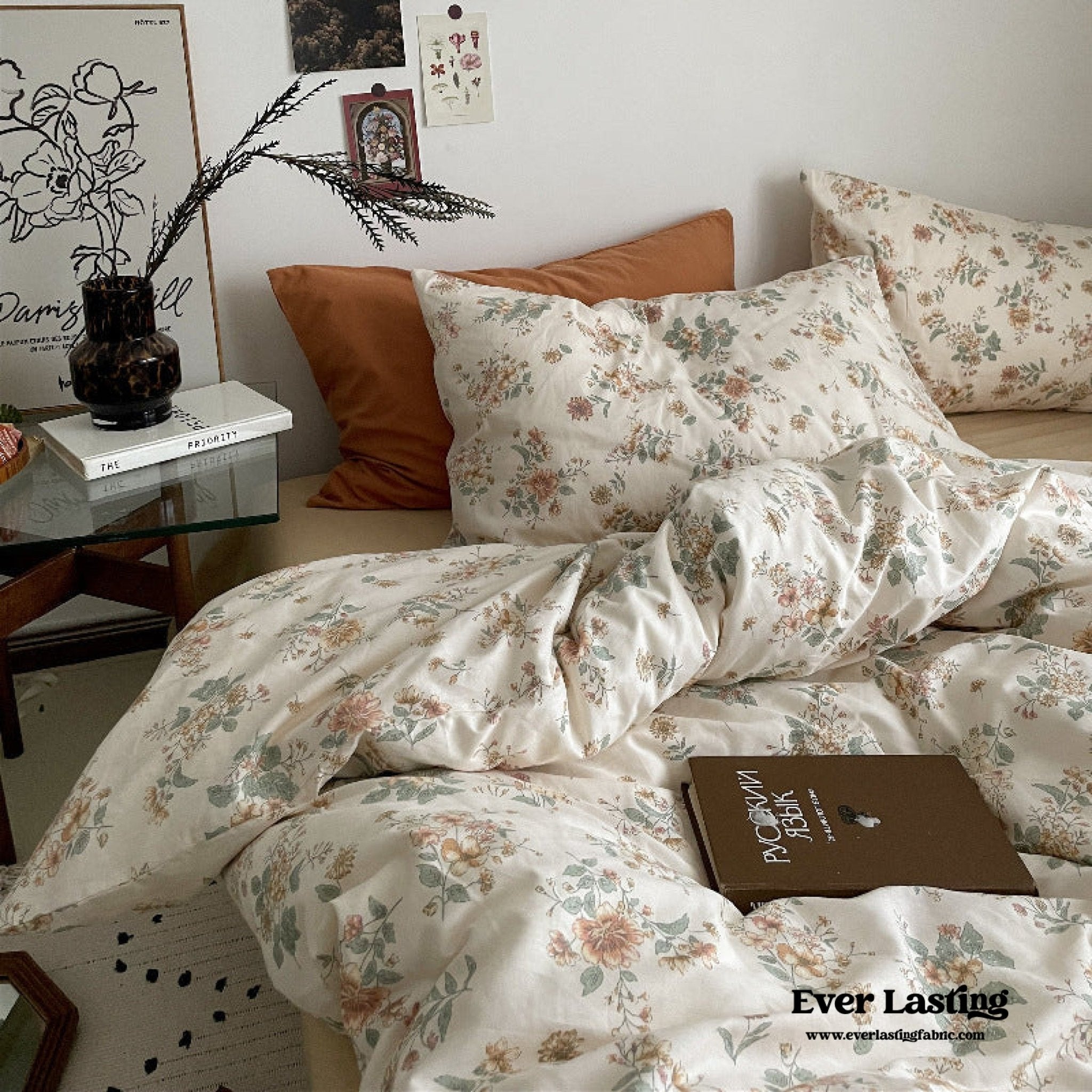 Cottage Floral Bedding Set / Lilac Purple