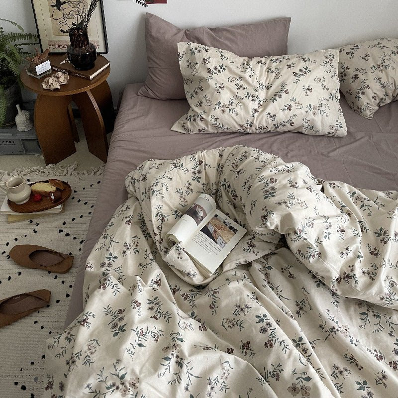 Cottage Floral Bedding Set / Orange Beige