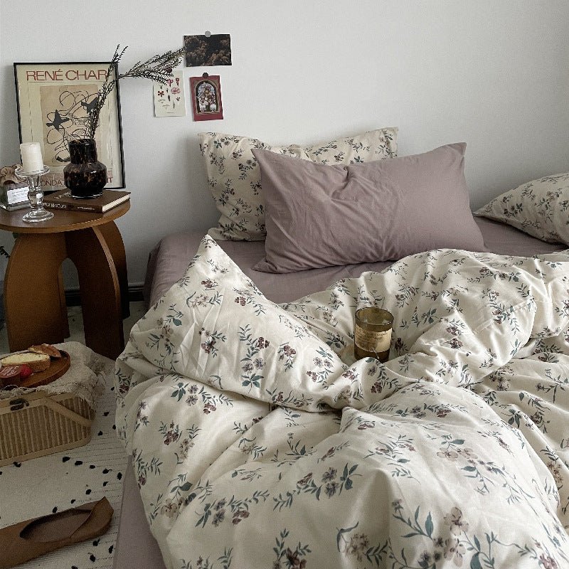 Cottage Floral Bedding Set / Orange Beige