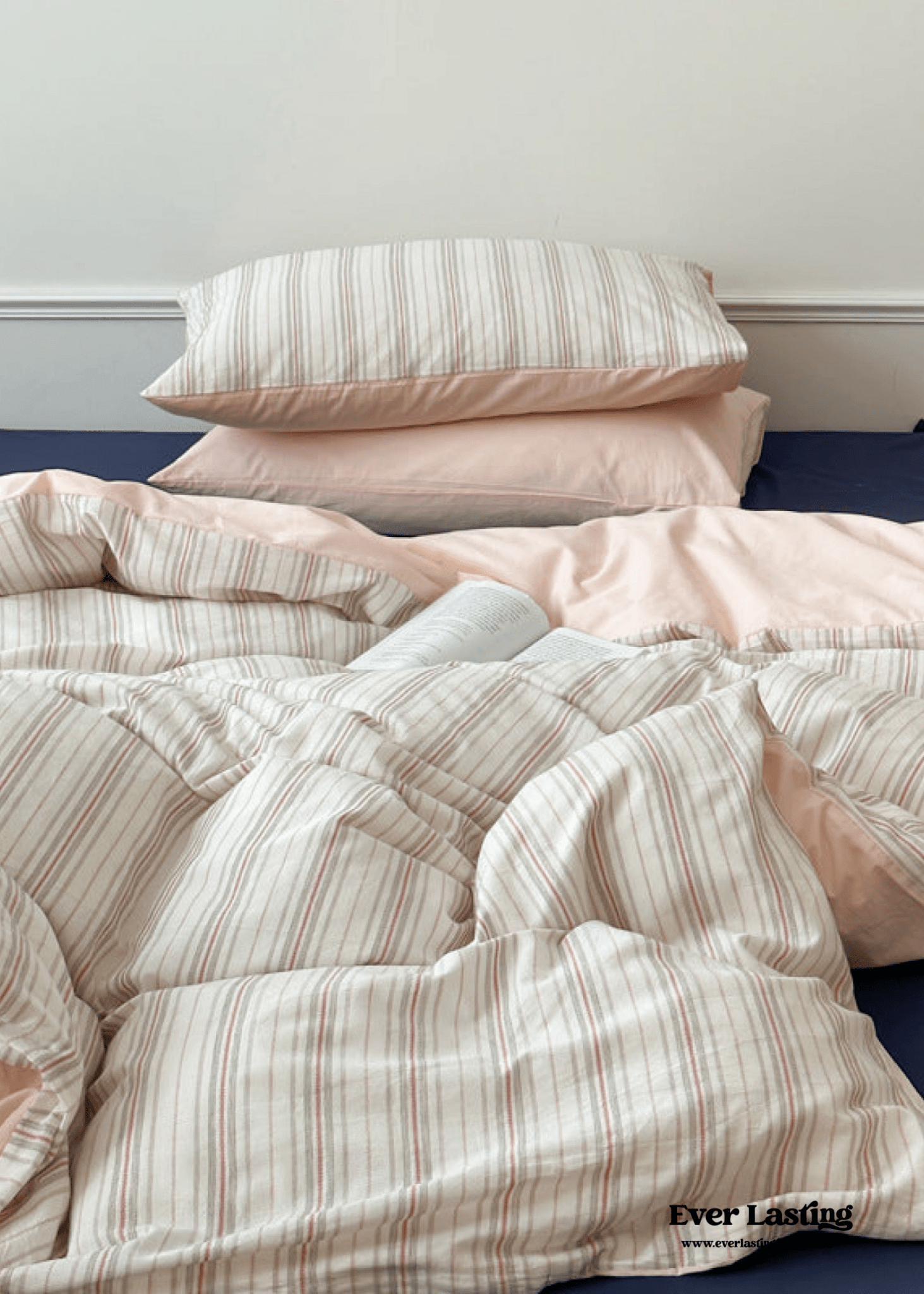 Cozy Pastel Striped Washed Cotton Duvet Cover / Blue